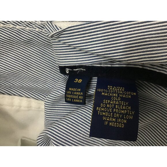 POLO RALPH LAUREN MEN BLUE/WHITE STRIPPE 100% COTTON CARGO SHORTS SIZE 38 - Picture 3 of 7